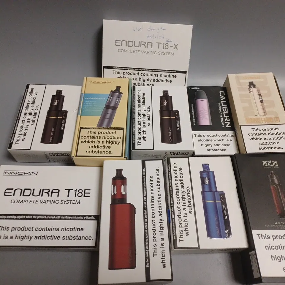 APPROXIMATELY 10 ASSORTED E-CIGARETTE PRODUCTS TO INCLUDE INNOKIN, VOOPOO, UWELL ETC 