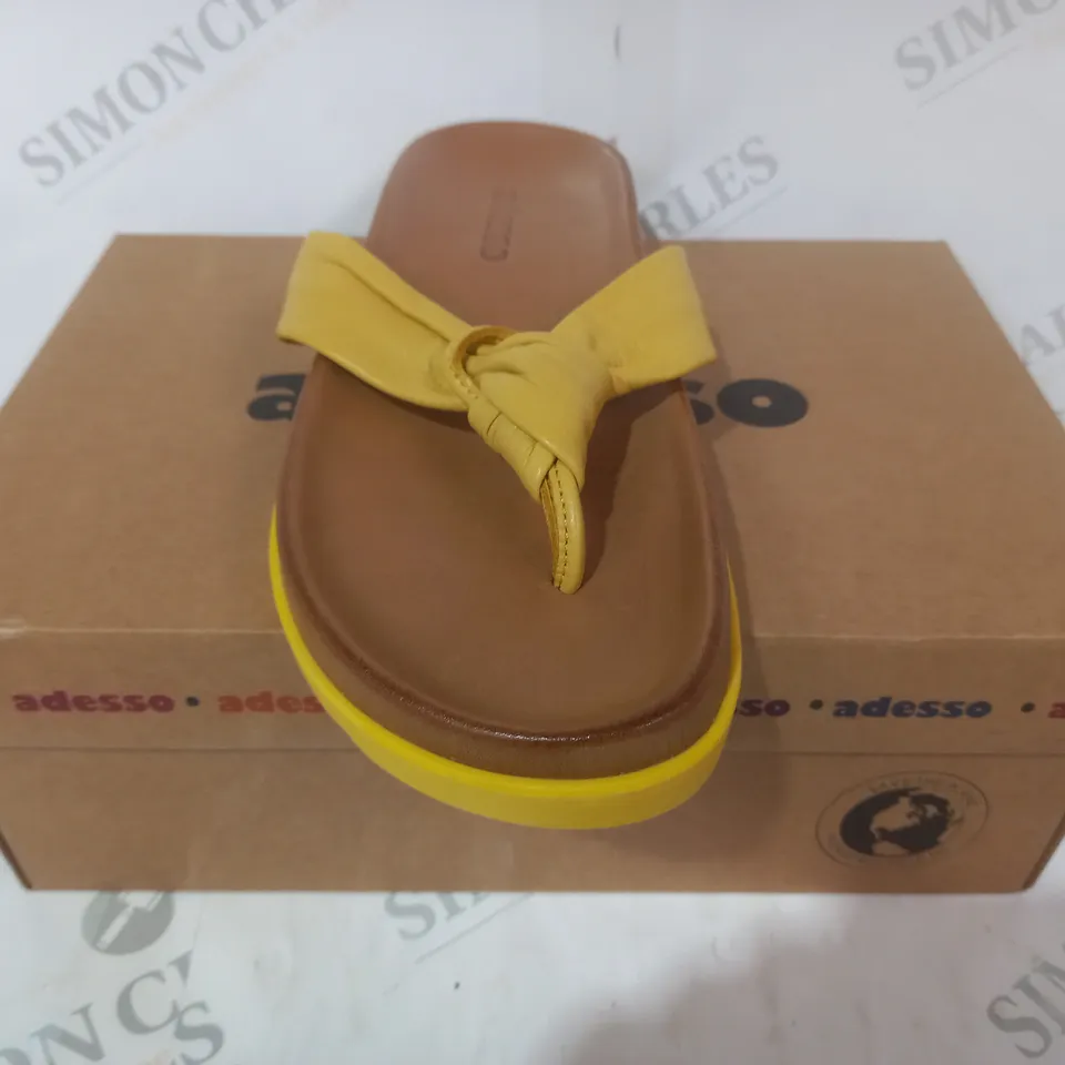 BOXED PAIR OF ADESSO TOE POST SANDALS IN YELLOW EU SIZE 40