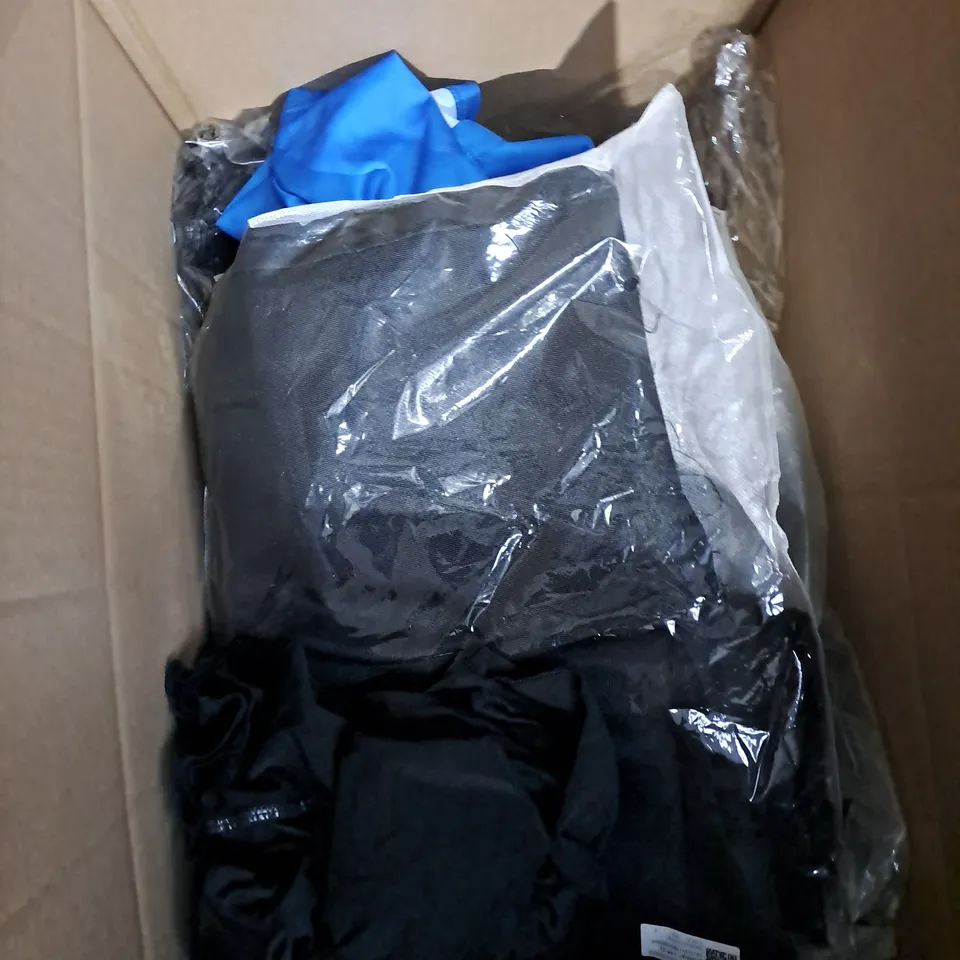 BOX OF APPROXIMATELY 10 ASSORTED CLOTHING ITEMS TO INCLUDE - DRESS - TSHIRT - POLO SHIRT - ETC