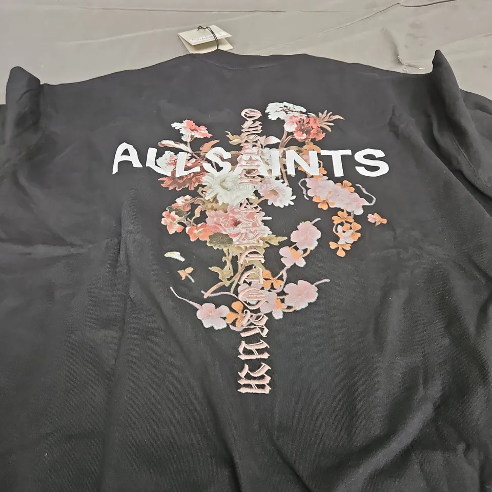 ALL SAINTS ETERNAL ETTA TEE IN BLACK - LARGE