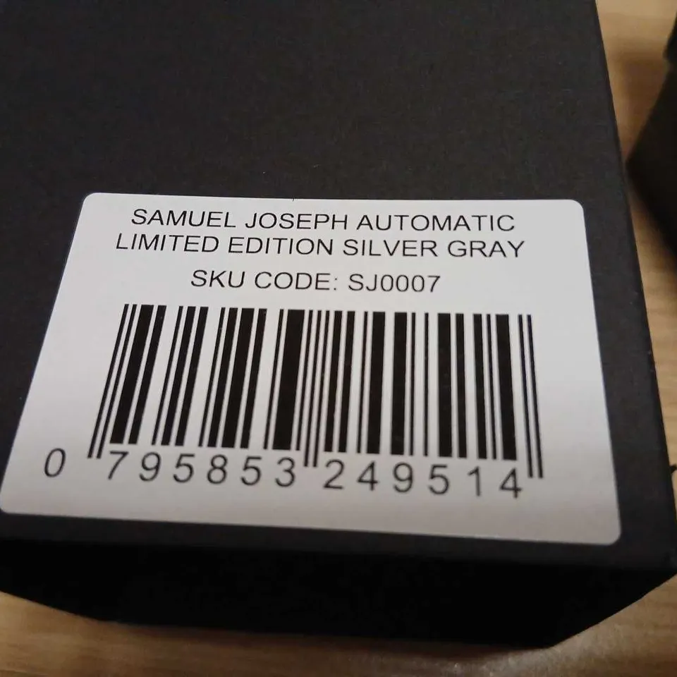 SAMUEL JOSEPH AUTOMATIC LIMITED EDITION SILVER GRAY WRISTWATCH – BOXED (SJ0007)