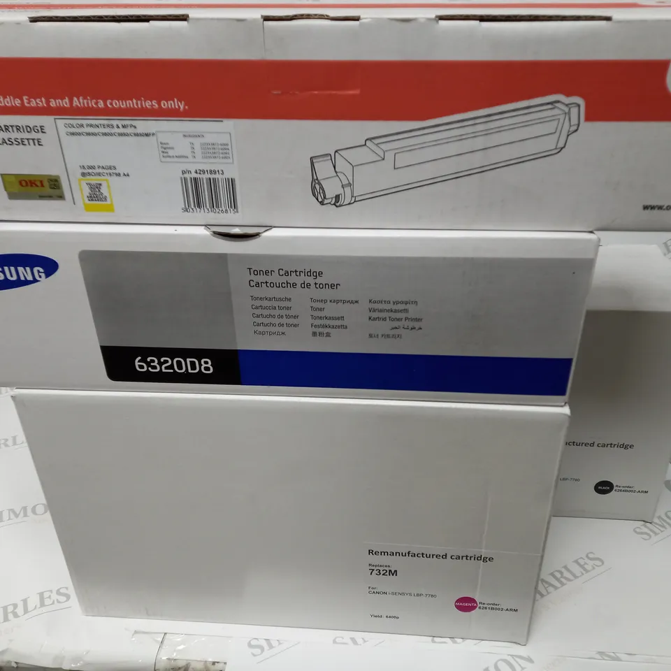 LOT OF 12 ASSORTED TONER CARTRIDGES TO INCLUDE SAMSUNG, OKI AND CANON