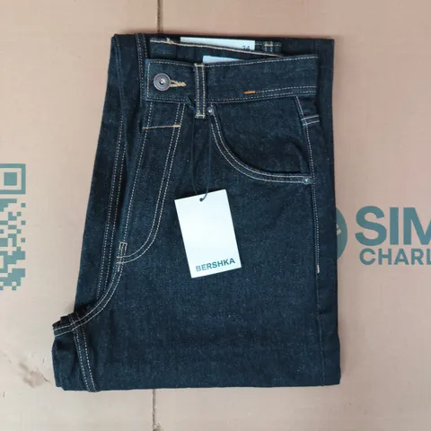 BERSHKA SUPER BAGGY JEANS IN BLACK SIZE UK 28