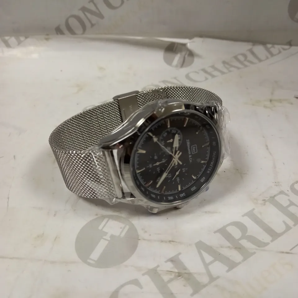 MEN’S ZIHLMANN & CO CHRONOGRAPH WATCH – MODEL ZC70 – BLACK COLOUR CASE – BLACK DIAL WITH SUB DIALS – 3ATM WATER RESISTANT – STAINLESS STEEL STRAP