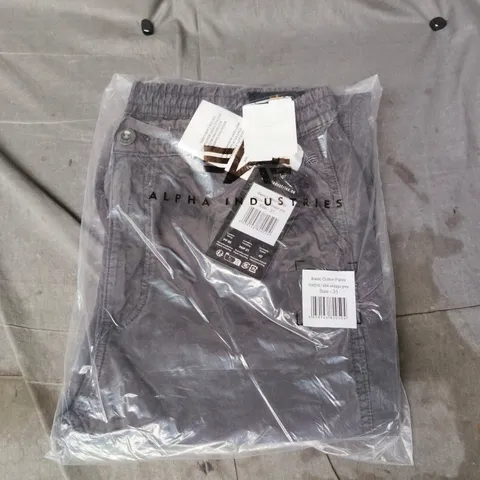 BAGGED ALPHA INDUSTRIES BASIC COTTON PANTS IN VINTAGE GREY SIZE 31