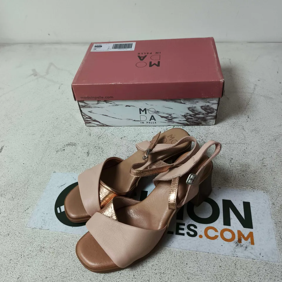 MODA IN PELLE WOMEN'S SANDALS - NUDE PINK OPEN-TOE STRAPPY HEEL, WITH BOX (EU 39)