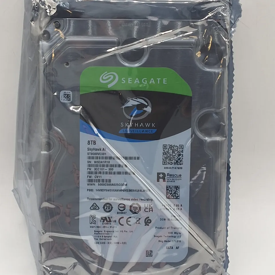 SEALED SEAGATE 8TB SKYHAWK SURVEILLANCE HARD DRIVE - ST8000VE001