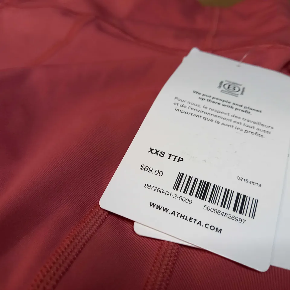 ATHLETA DUSTY BLUSH EXERCISE SHORTS - XXS