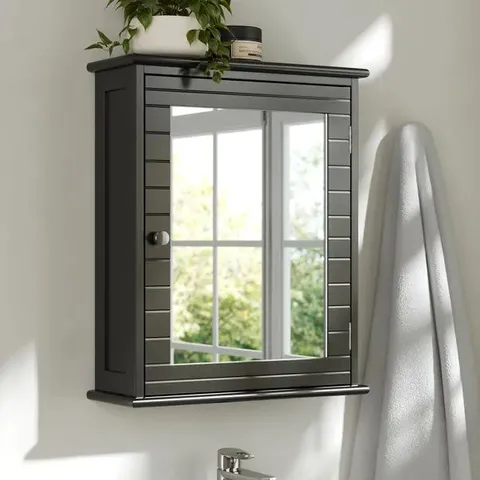 BOXED NAUTICAL MIRROR CABINET - BLACK