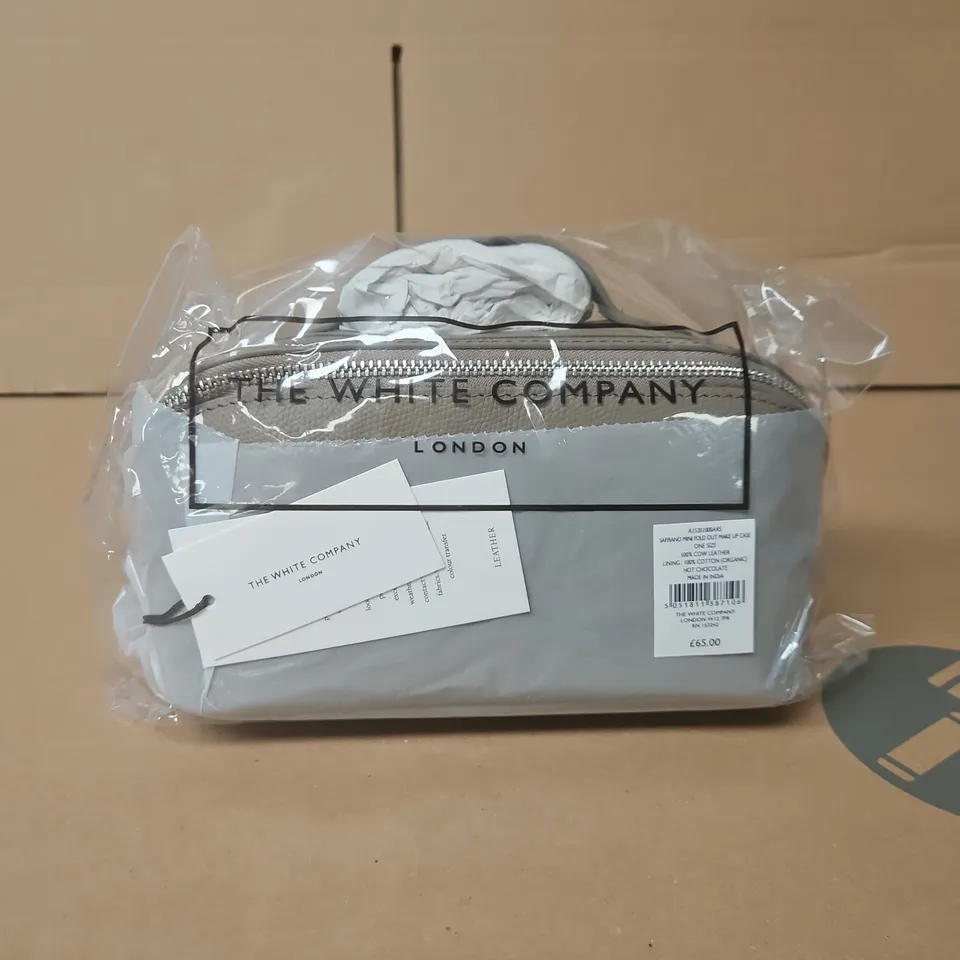 BAGGED THE WHITE COMPANY SAFFIANO MINI FOLD OUT MAKE UP CASE IN HOT CHOCOLATE
