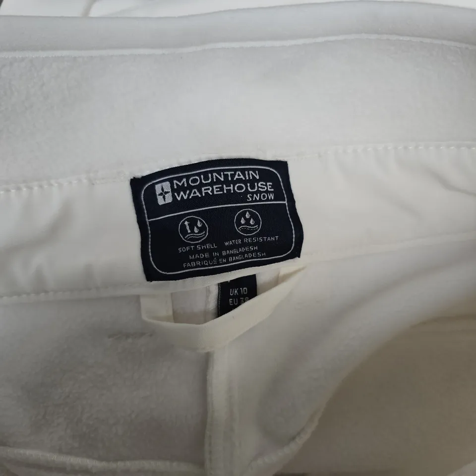 MOUNTAIN WAREHOUSE AVALANCHE WOMENS SOFTSHELL SKI PANTS IN WHITE - UK 10