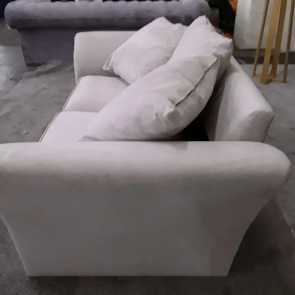 QUALITY DESIGNER 2 SEATER SOFA - WHITE FABRIC