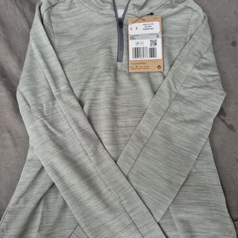 NIKE KIDS HEATHER GREY ZIP-NECK FLEECE TOP – XS