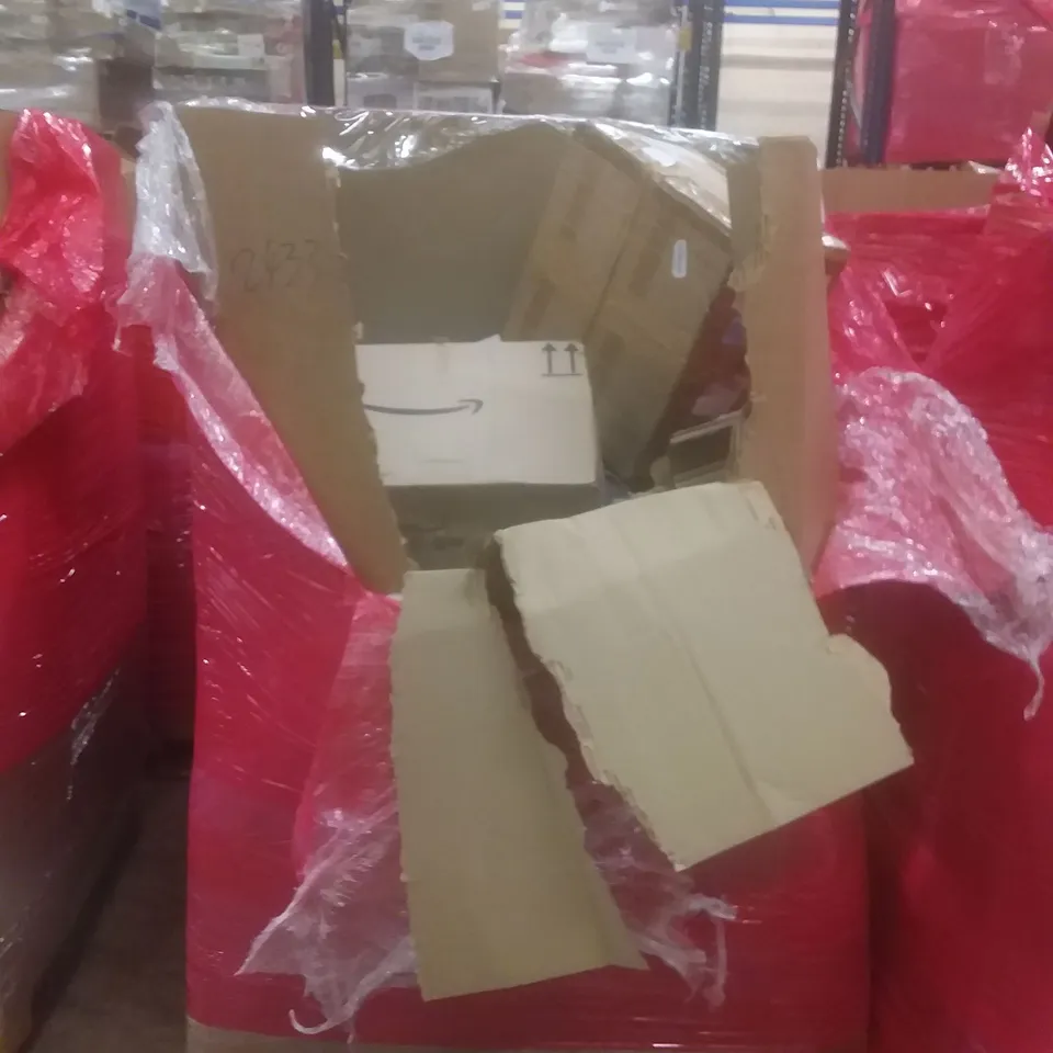 PALLET OF ASSORTED HOUSEHOLD PRODUCTS AND ITEMS, INCLUDING; PLAYPEN, BOXED FURNITURE ETC
