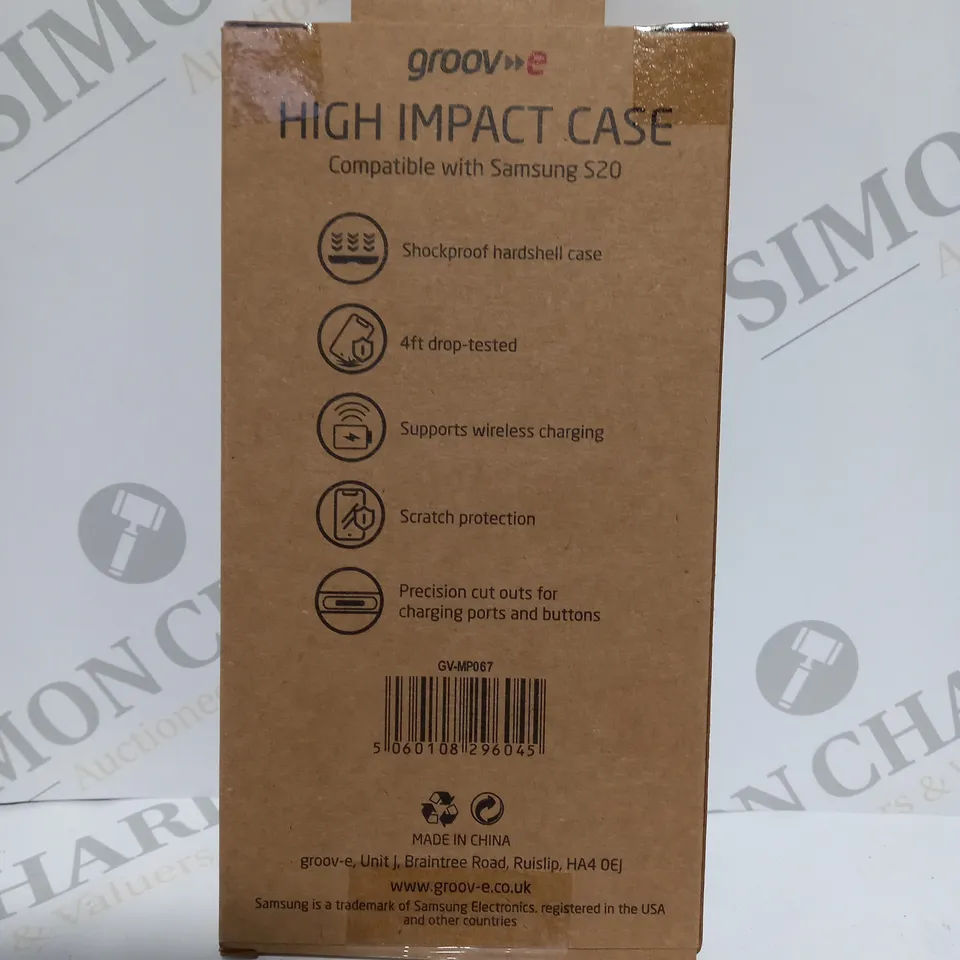 APPROXIMATELY 50 BRAND NEW BOXED AND SEALED GROOV-E HARDSHELL HIGH IMPACT CASE SPACE GREY GV-MP067 COMPATIBLE WITH SAMSUNG S20 INCLUDES SHOCKPROOF PROTECTION, 4FT DROP-TESTED, WIRELESS CHARGING SUPPOR