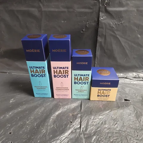 MOERIE ULTIMATE HAIR BOOST 4PCE HAIRCARE SET INCLUDING - SHAMPOO, CONDITIONER, THICKENING SPRAY AND MOISTURISING MASK