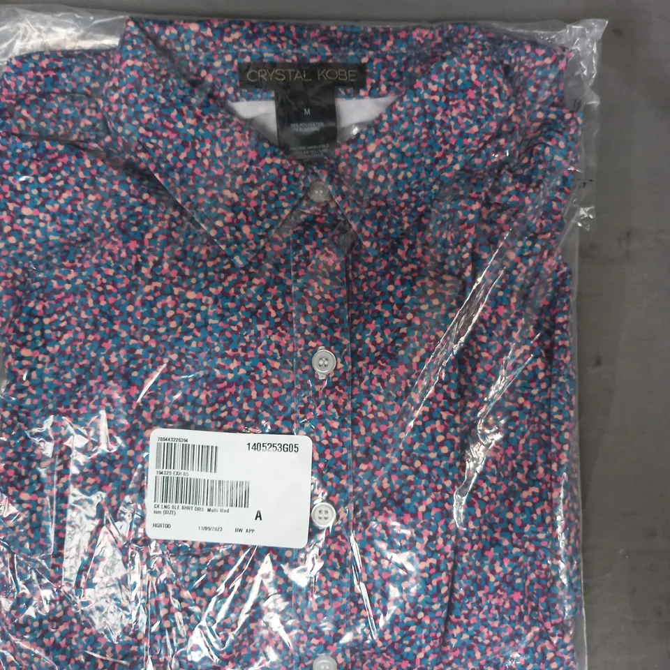 CRYSTAL KOBE LONG SLEEVE SHORT DRESS IN MULTICOLOUR SIZE MEDIUM