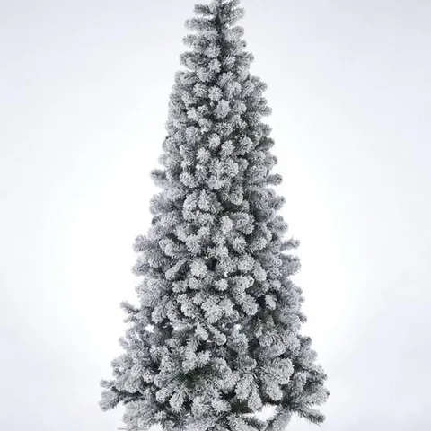 BOXED 6.5FT PRE-LIT SLIM FLOCKED EMPEROR CHRISTMAS TREE (1 BOX)