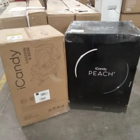 BOXED ICANDY PEACH 7 BLACK EDITION STROLLER, CARRYCOT AND CAR SEAT (2 BOXES)