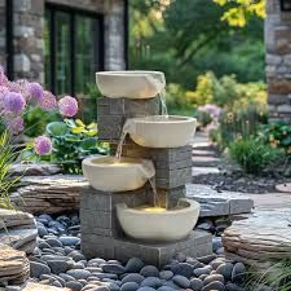 BOXED CHARLES BENTLEY 4 TIER CASCADING BOWLS WATER FEATURE
