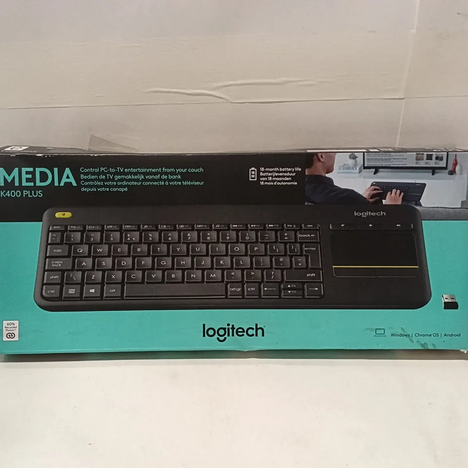 LOGITECH MEDIA K400 PLUS WIRELESS KEYBOARD – BOXED