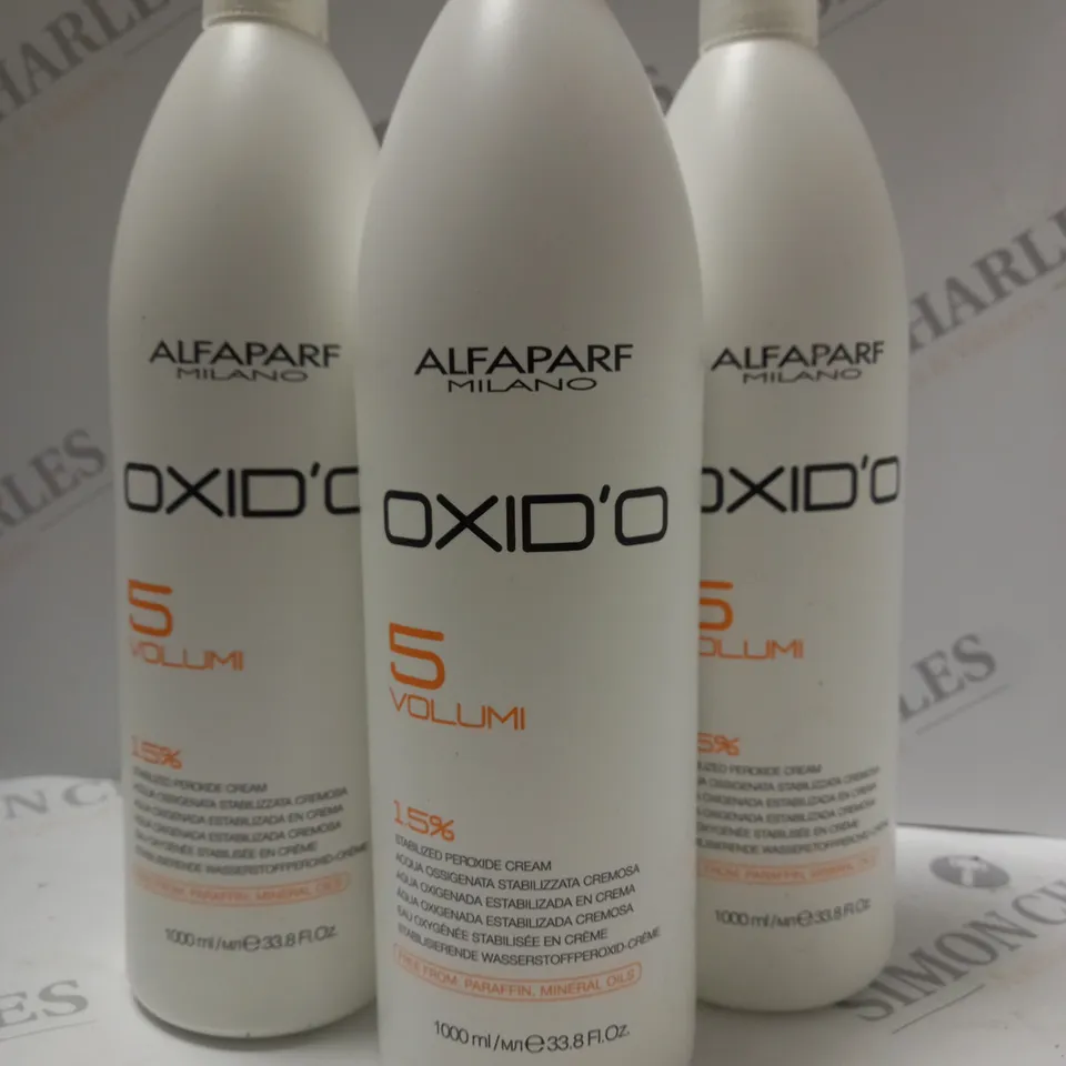 BOX OF 4 X 1000ML ALFAPARF MILANO OXID'O 5 VOLUMI 15% STABILIZED PEROXIDE CREAM