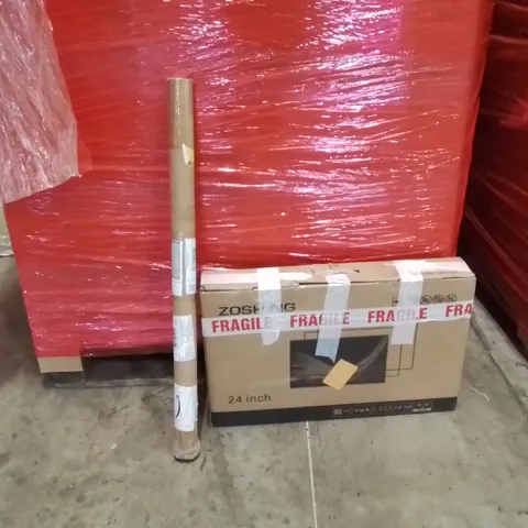 PALLET OF ASSORTED HOUSEHOLD GOODS AND PRODUCTS TO INCLUDE;24"MONITOR,CANVAS PRINT 