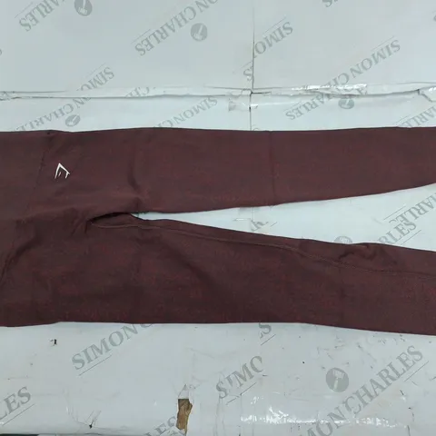 GYMSHARK BURGUNDY LOGO FITNESS LEGGINGS- SMALL
