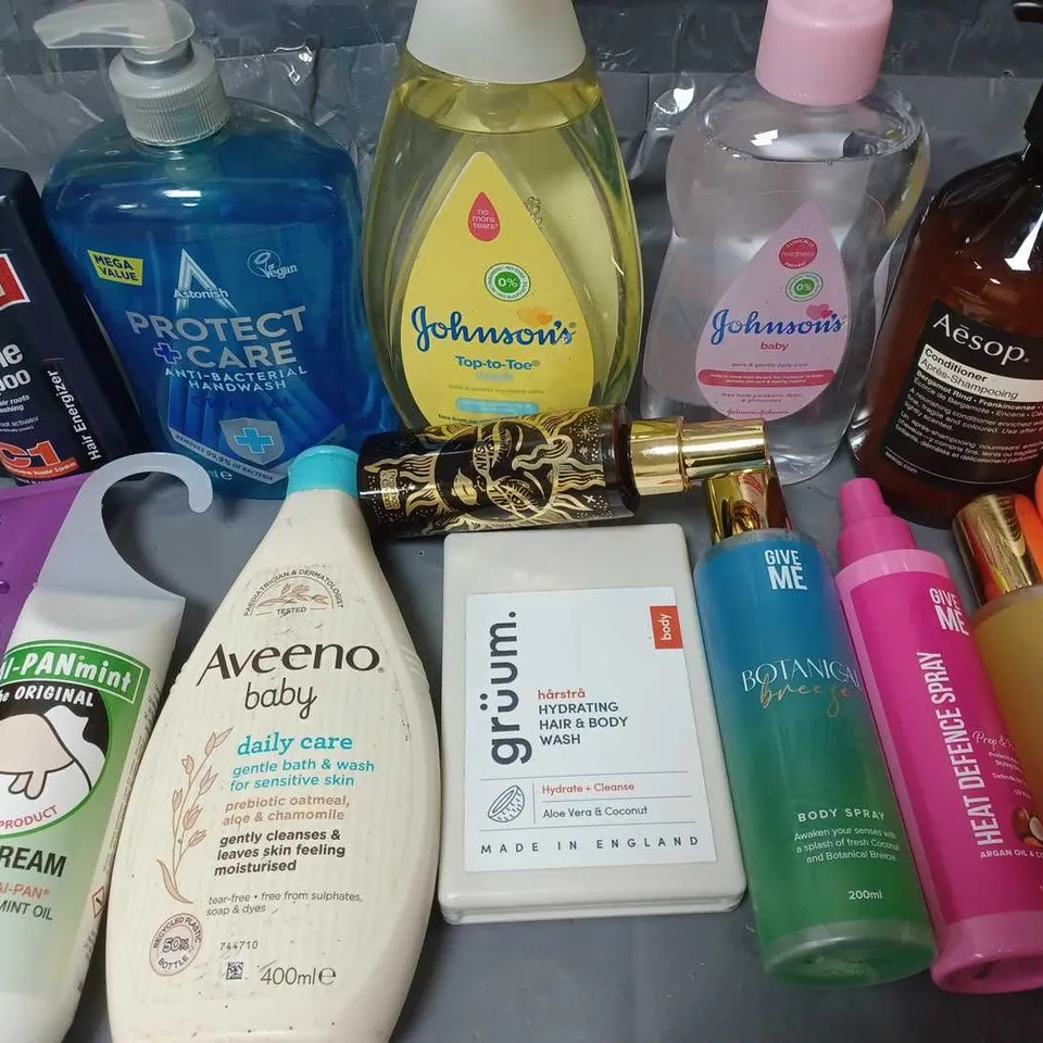 LOT OF 14 ASSORTED HEALTH AND BEAUTY ITEMS TO INCLUDE GIVE ME BODY SPRAYS, AVEENO BABY DAILY CARE AND ALPECIN CAFFEINE SHAMPOO