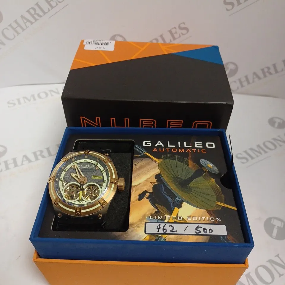 BOXED NUBEO GENTS GALLILEO LTD ED AUTOMATIC WATCH STAINLESS STEEL WITH NUSOUND AUDIO EAR BUDS