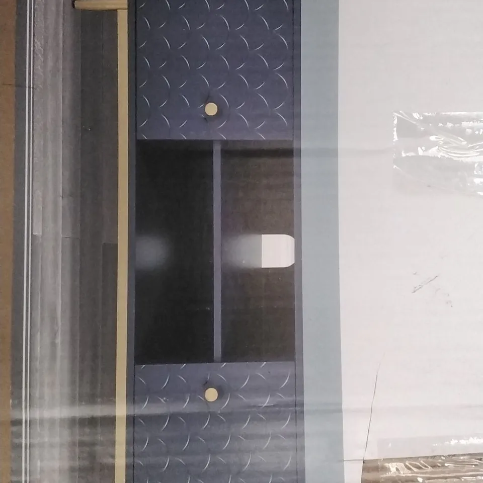 BOXED TV CABINET WITH SHELVES IN BLUE 