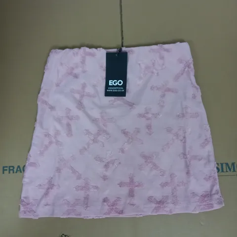 EGO CRUCIFIX EMBOSSED MINI SKIRT IN PINK SIZE 8