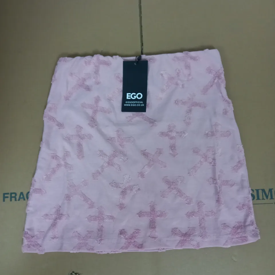 EGO CRUCIFIX EMBOSSED MINI SKIRT IN PINK SIZE 8