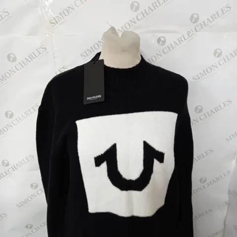 TRUE RELIGION BOXED CREW NECK KNITTED JUMPER SIZE 12