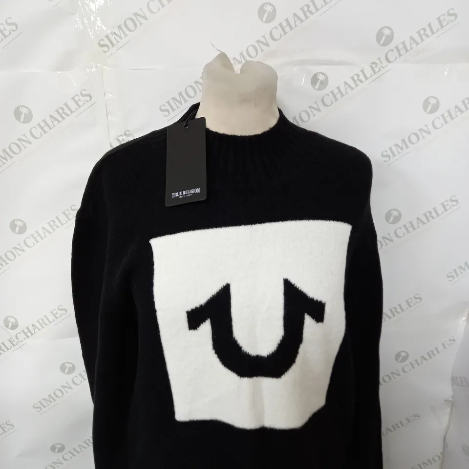 TRUE RELIGION BOXED CREW NECK KNITTED JUMPER SIZE 12