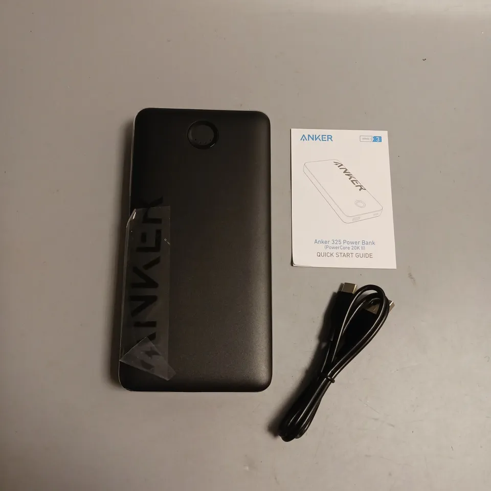 ANKER 325 POWERBANK IN BLACK INCLUDES CHARGING CABLE AND INSTRUCTION MANUAL
