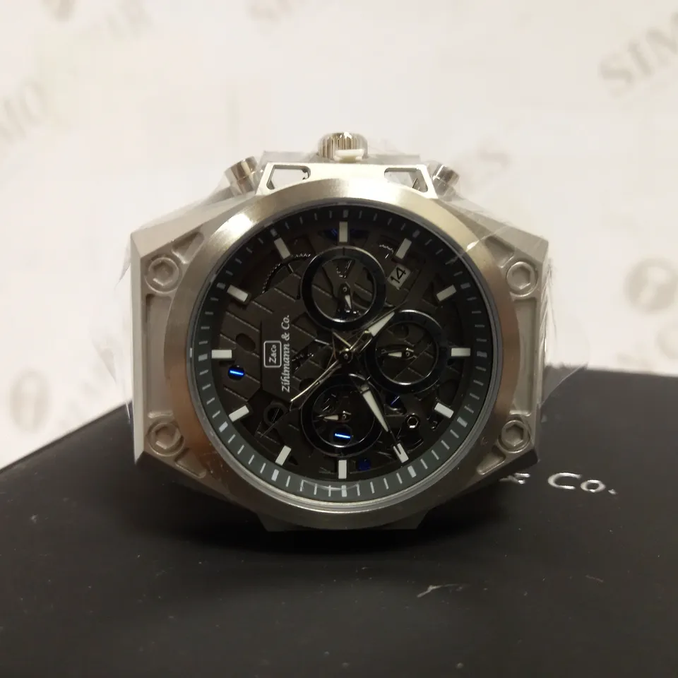 ZIHLMANN & CO SPORTS CHRONOGRAPH STYLE LEATHER STRAP WATCH RRP £560