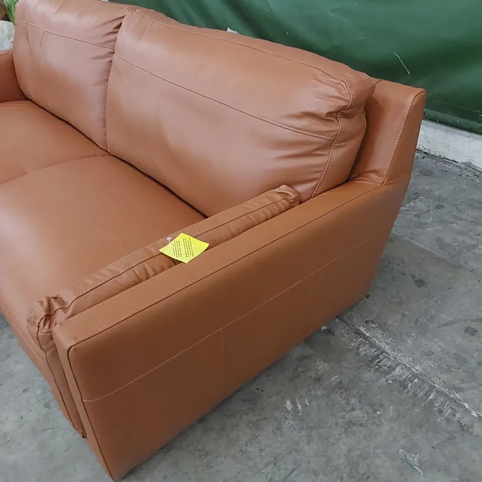 DESIGNER LARGE TAN LEATHER SOFA 