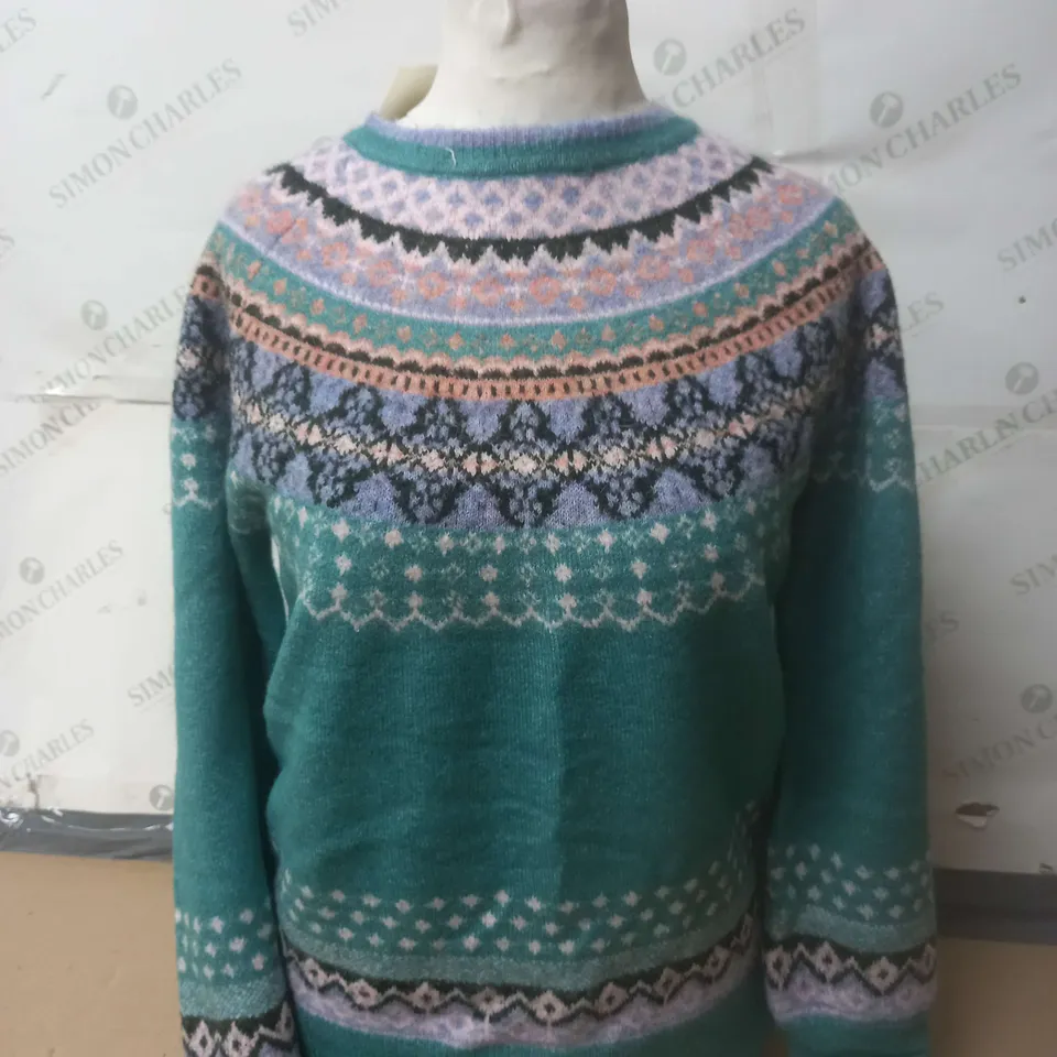 MONSOON FIFI FAIRISLE JUMPER IN TEAL MULTI SIZE SMALL 