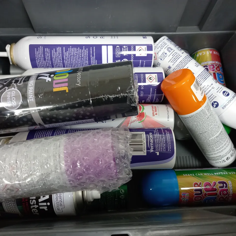 BOX OF APPROX 15 ASSORTED AEROSOLS TO INCLUDE -NIVEA MEN COOL KICK - COLOUR HAIR SPRAY - SURE DEODORANT ECT 