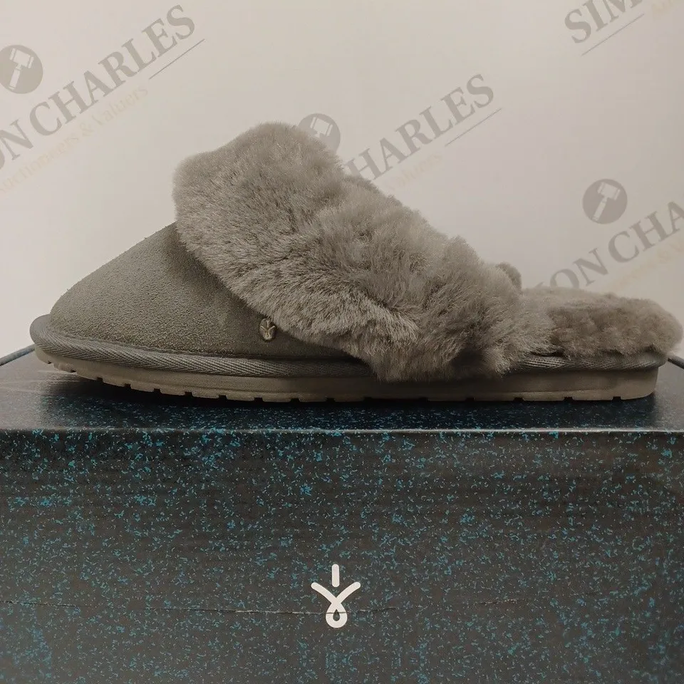 BOXED EMU NEST JOLIE SHEEPSKIN SLIPPERS, CHARCOAL - SIZE 6