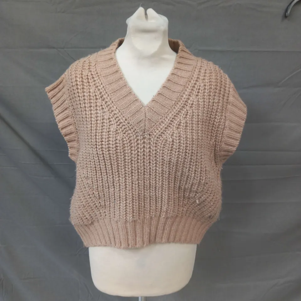 MINT VELVET IN BEIGE KNITTED VEST - MEDIUM