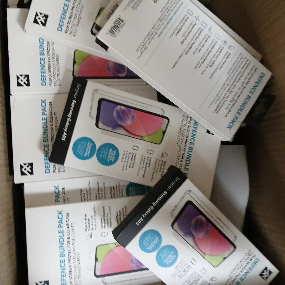 BOX OF APPROXIMATELY SAMSUNG GALAXY A03 DEFENCE BUNDLE PACK – SCREEN PROTECTOR & CLEAR CASE