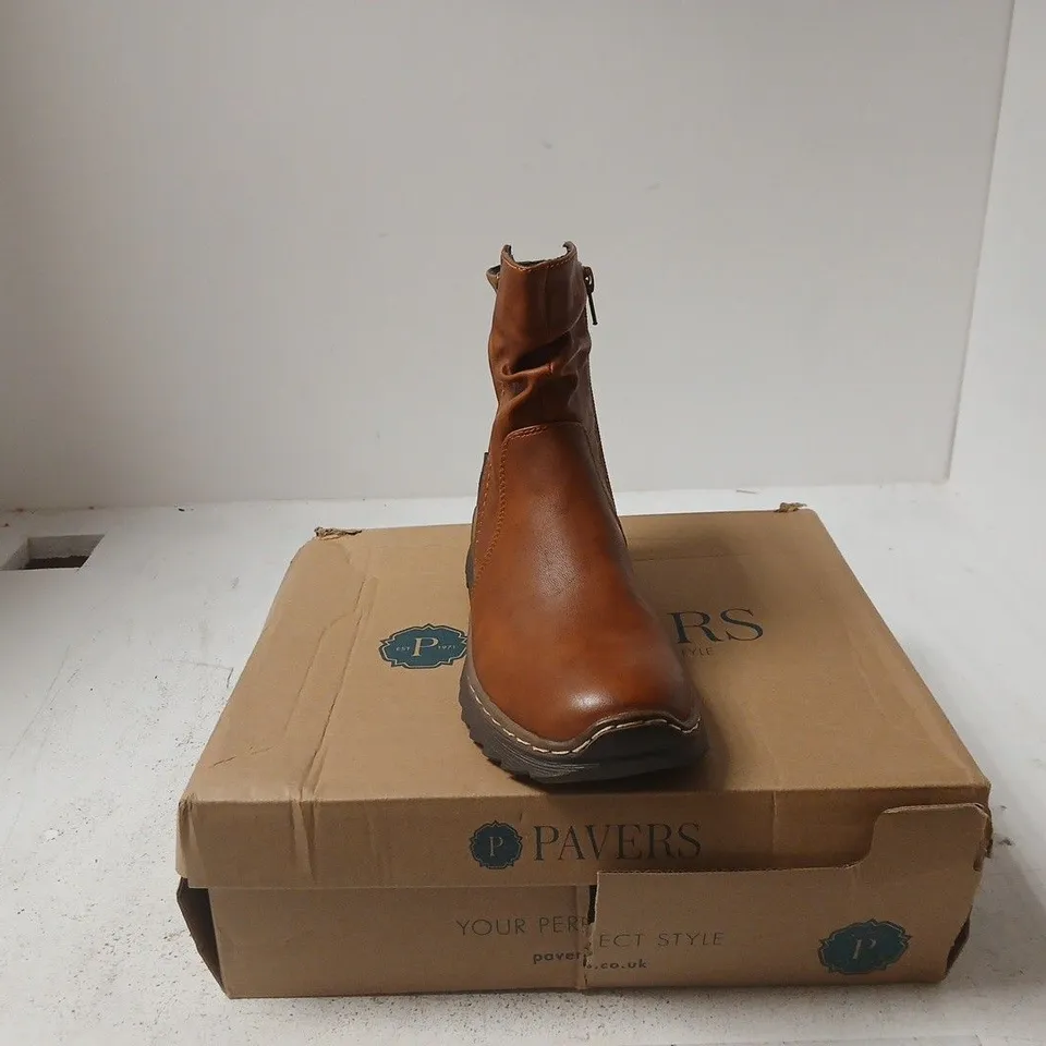 PAVERS WOMEN'S BROWN LEATHER ANKLE BOOTS – BOXED UK 4