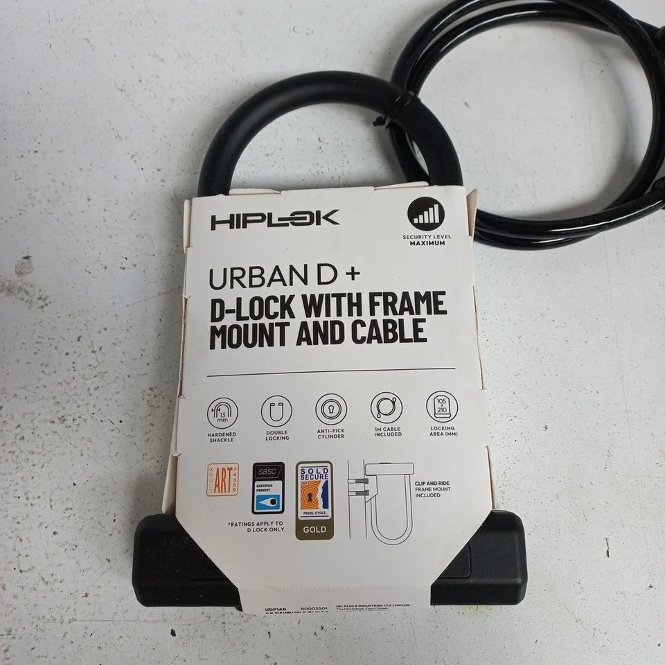 HIPLOCK URBAN D+ D-LOCK WITH FRAME MOUNT AND CABLE