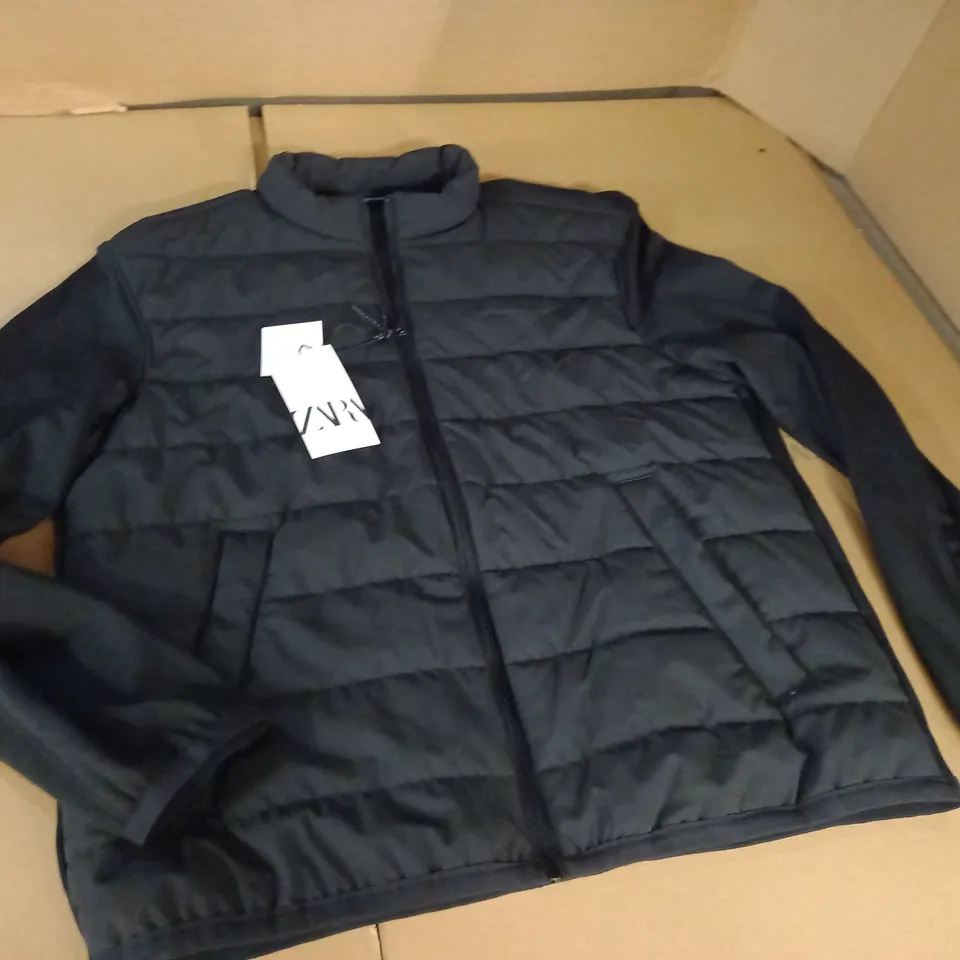 ZARA ZIP THROUGH BLACK COAT - XL
