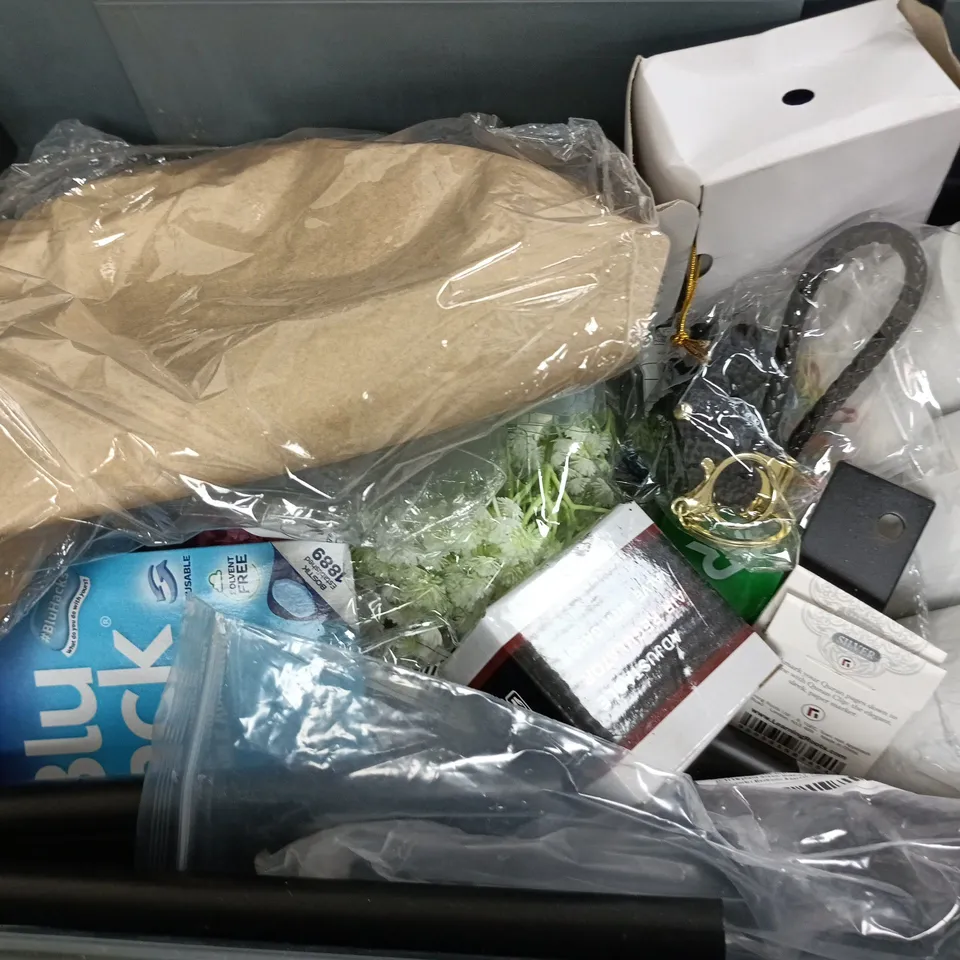 APPROXIMATELY 12 ASSORTED HOUSEHOLD ITEMS TO INCLUDE BLUE TACK, GUITAR CAPO, AIR REGULATOR VALVE, ETC