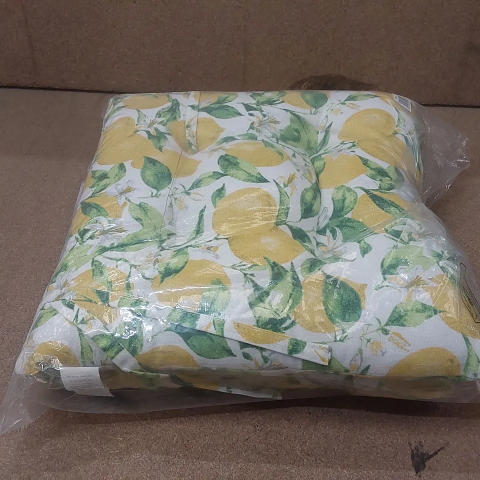 BAGGED PAIR OF LEMON DESIGN GARDEN CUSHIONS