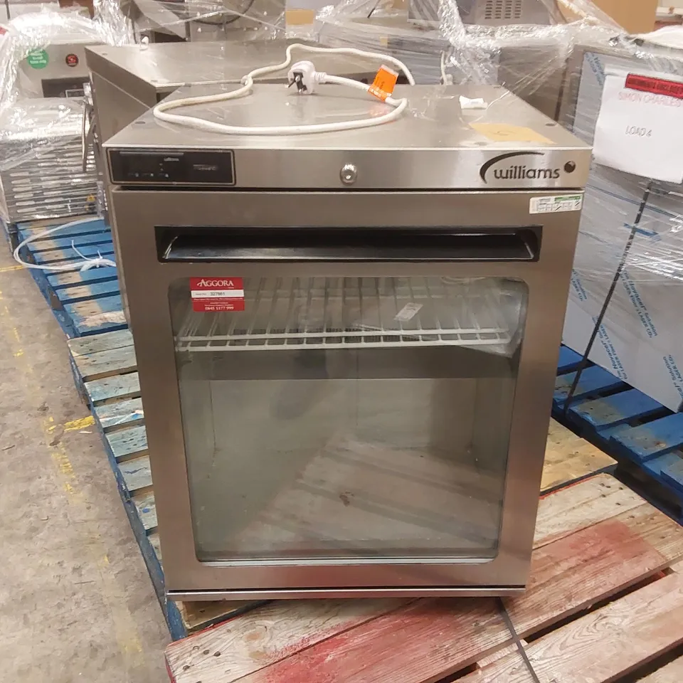 WILLIAMS AMBER HA135-SA R1 135 LTR UNDERCOUNTER SINGLE DOOR STAINLESS STEEL COMMERCIAL DISPLAY FRIDGE