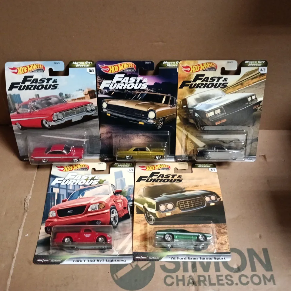 LOT OF 5 HOT WHEELS FAST & FURIOUS CARS